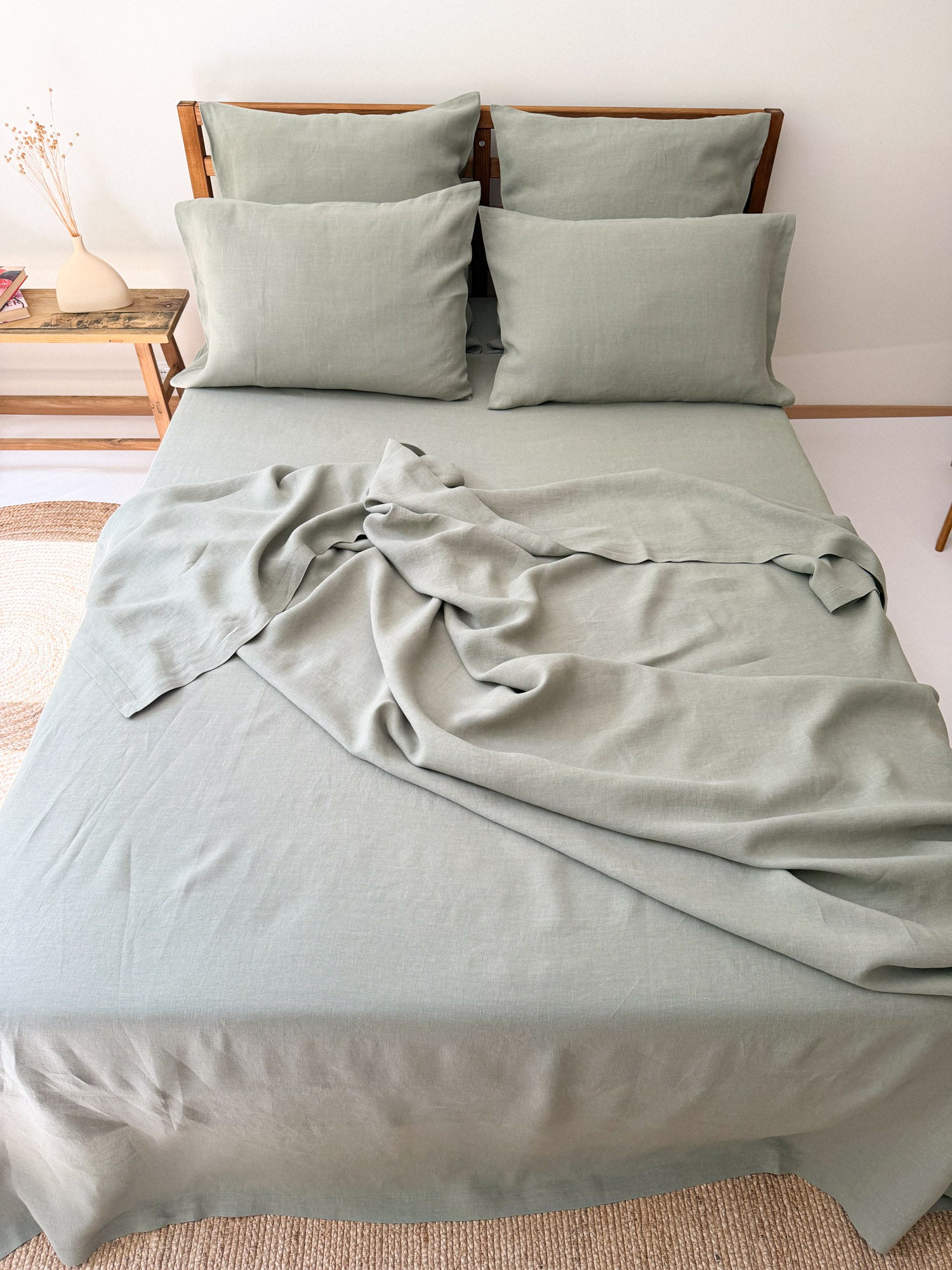 Taie d'oreiller en lin - Vert Sauge