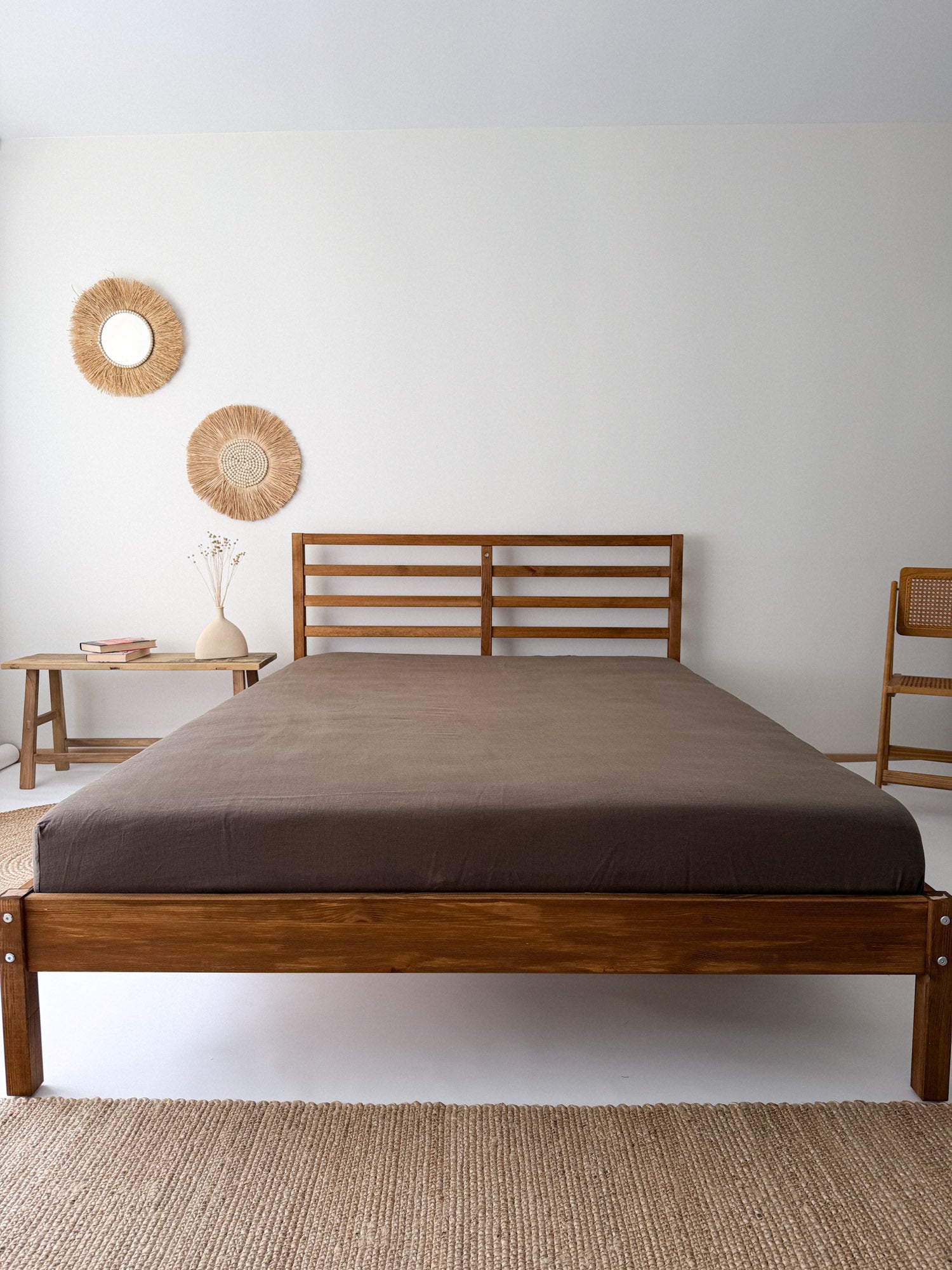 Drap housse en lin - Marron
