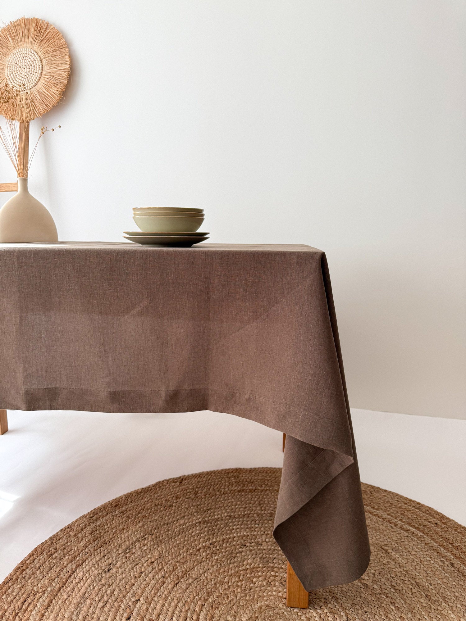Nappe en lin marron