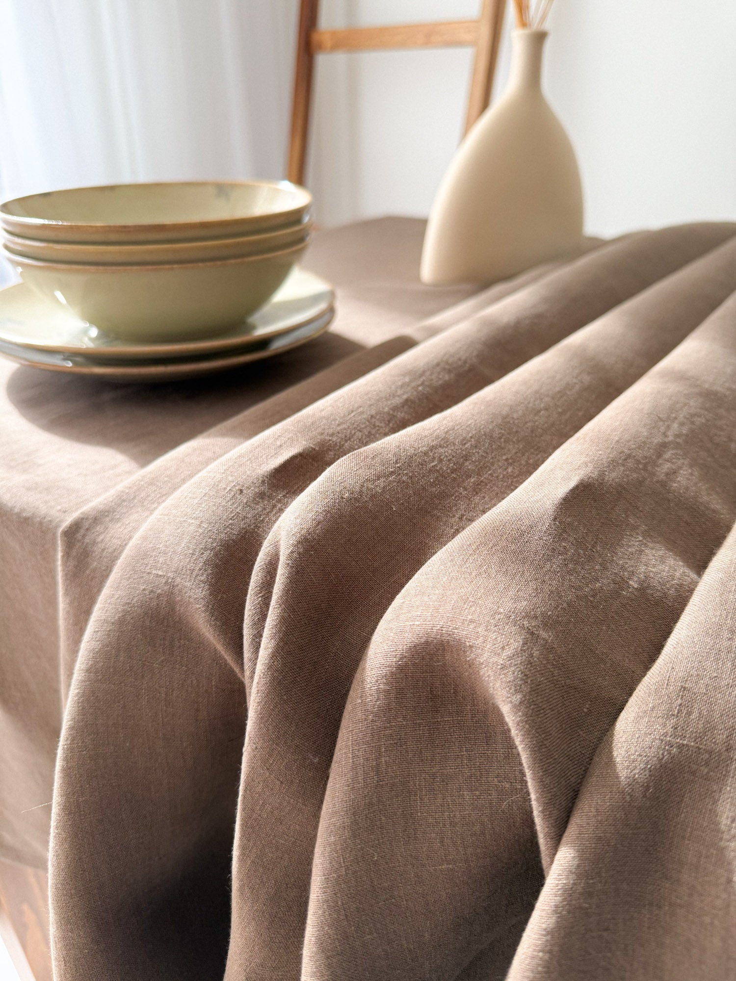 Nappe en lin marron