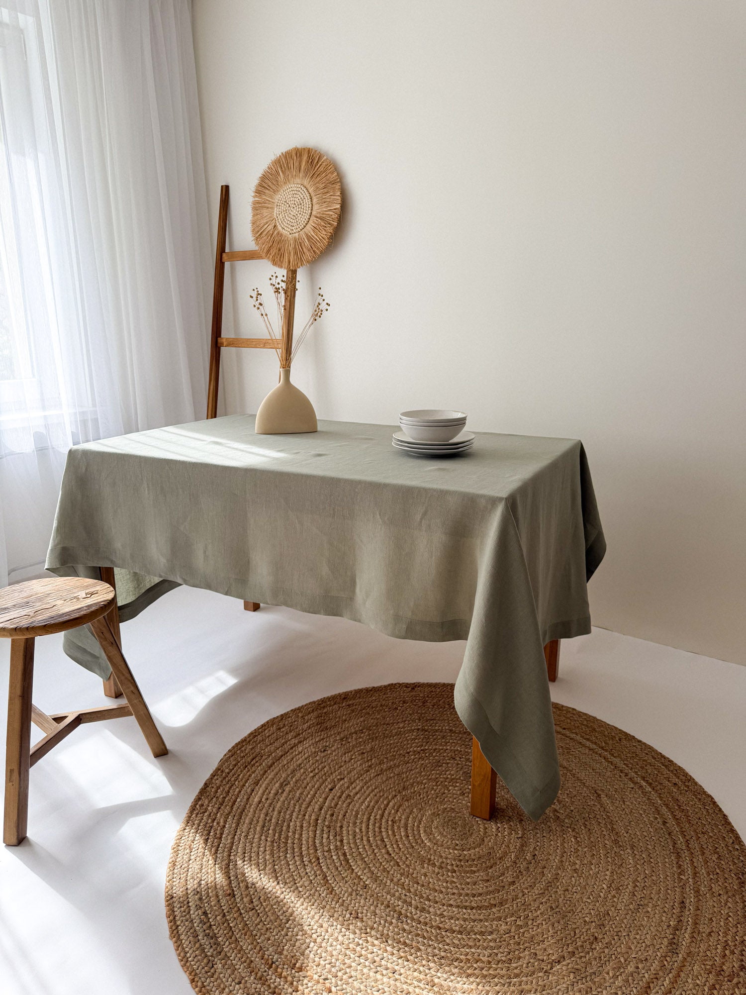 Nappe en lin vert sauge