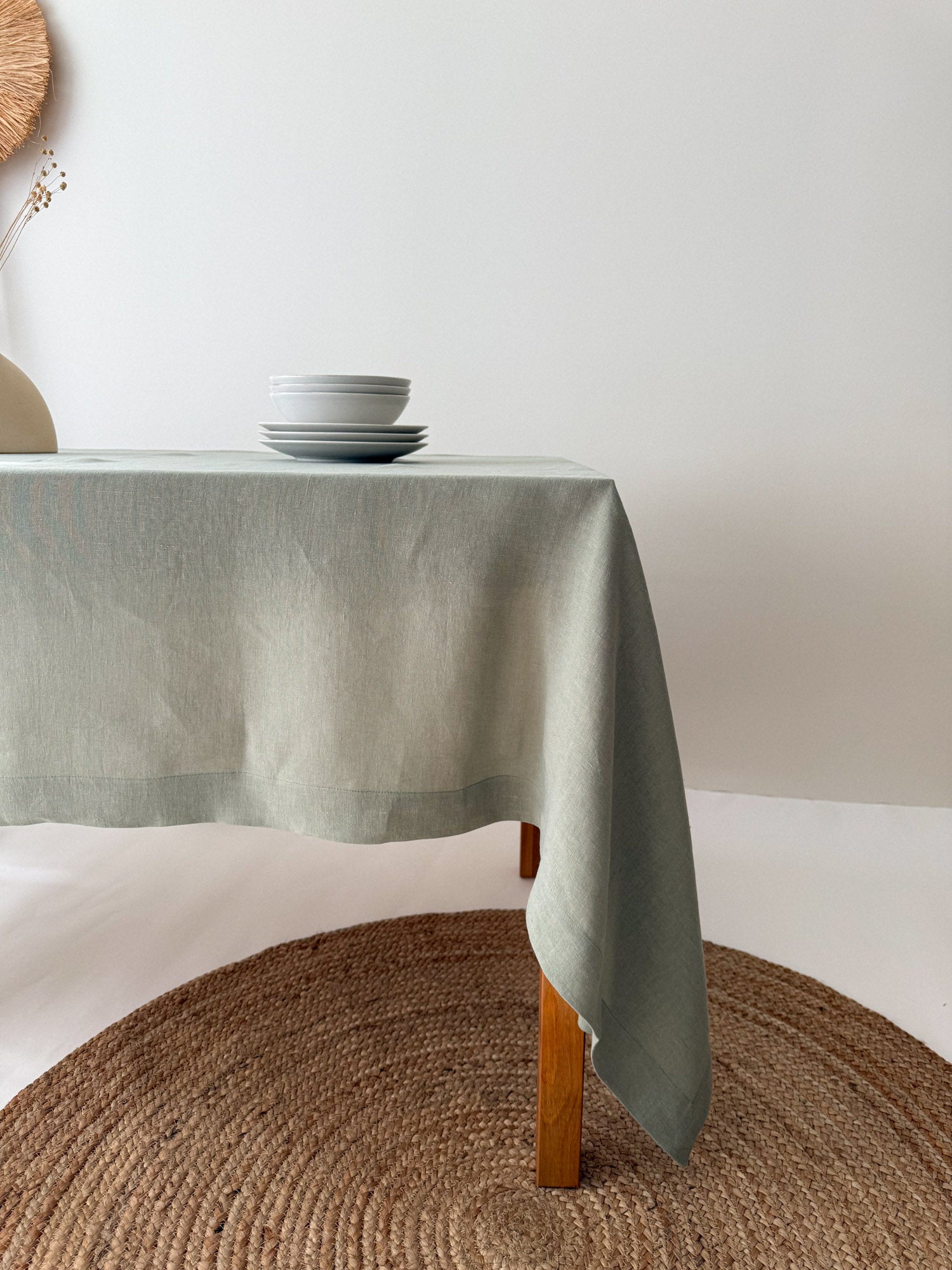 Nappe en lin vert sauge