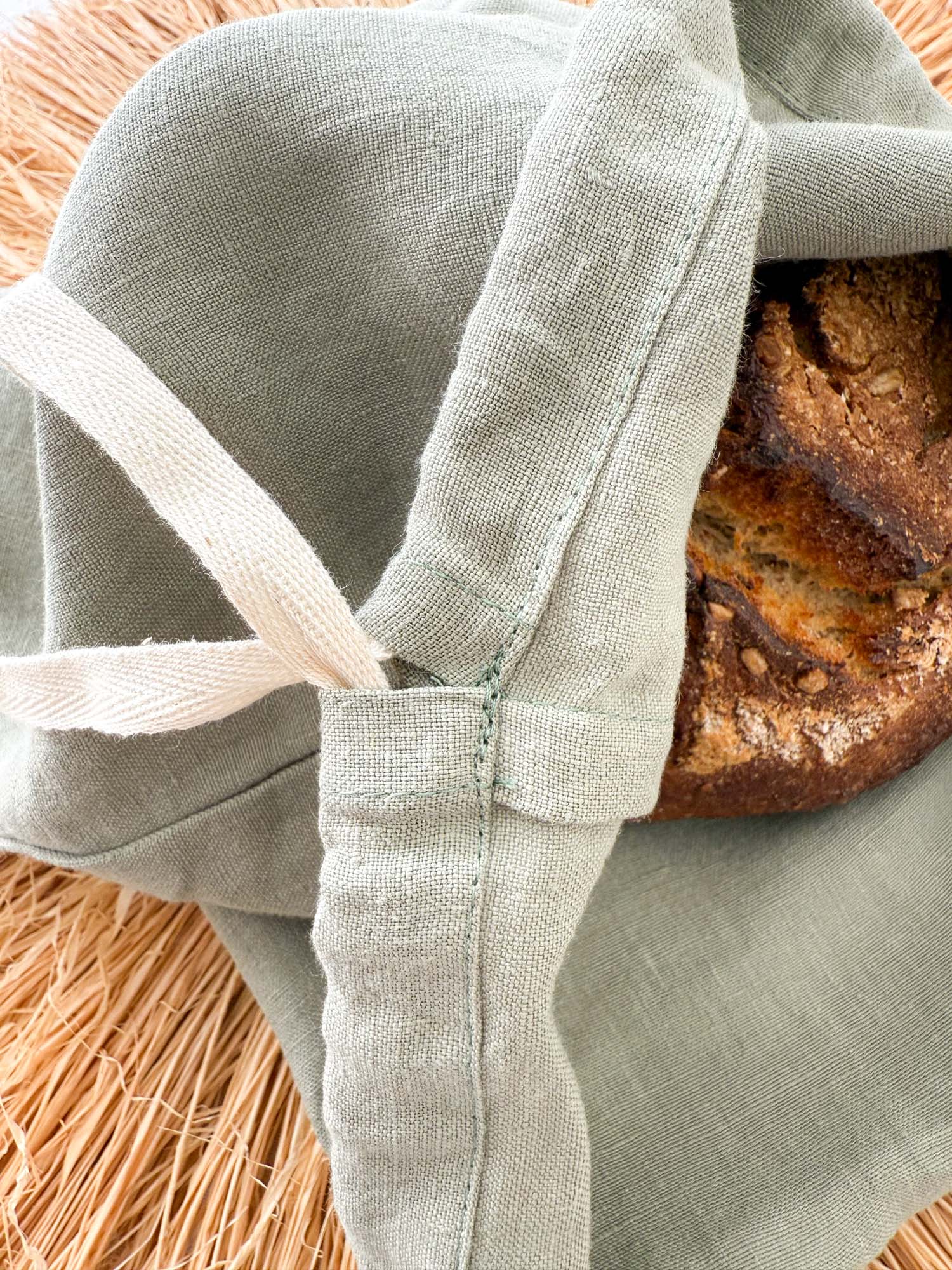 Sac à pain en lin - Vert Sauge