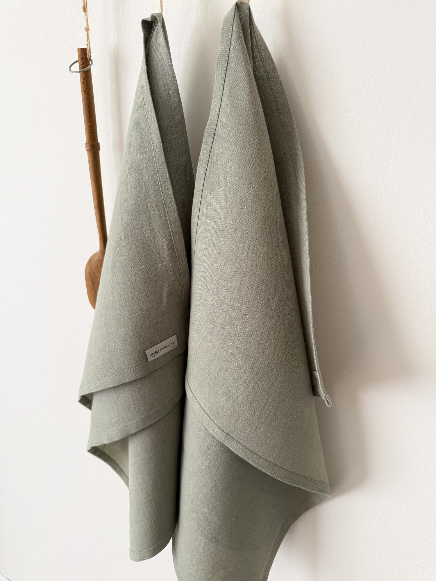 Torchon en lin - Vert Sauge