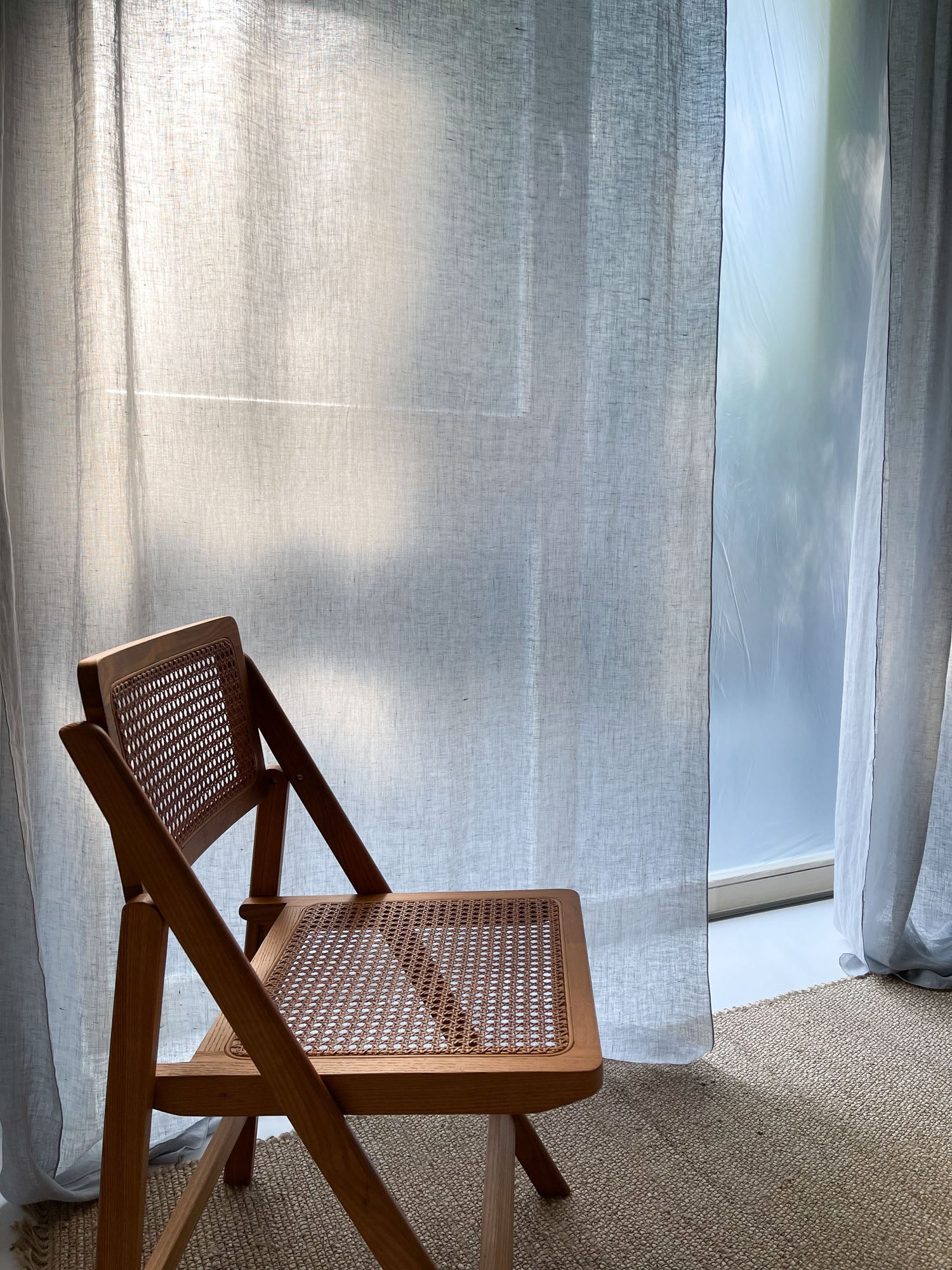 Rideau en gaze de lin lavé - Gris Clair, 1 pièce