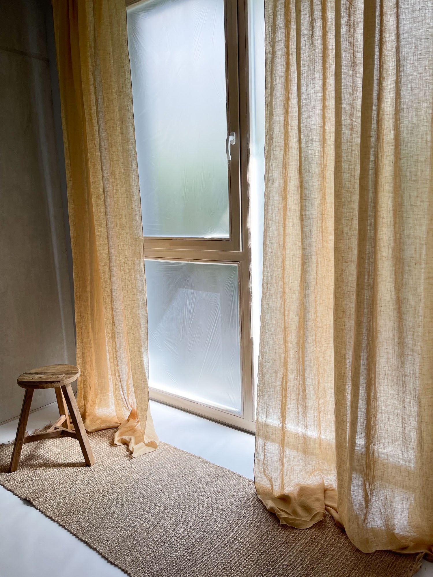 Rideau en gaze de lin lavé - Chameau Clair, 1 pièce