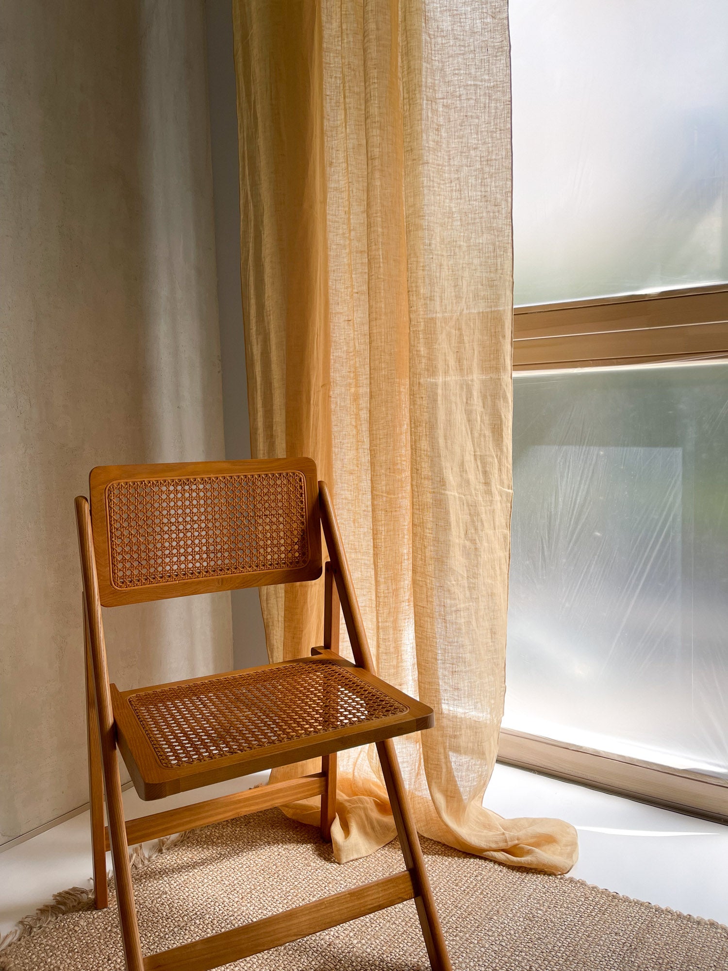 Rideau en gaze de lin lavé - Chameau Clair, 1 pièce