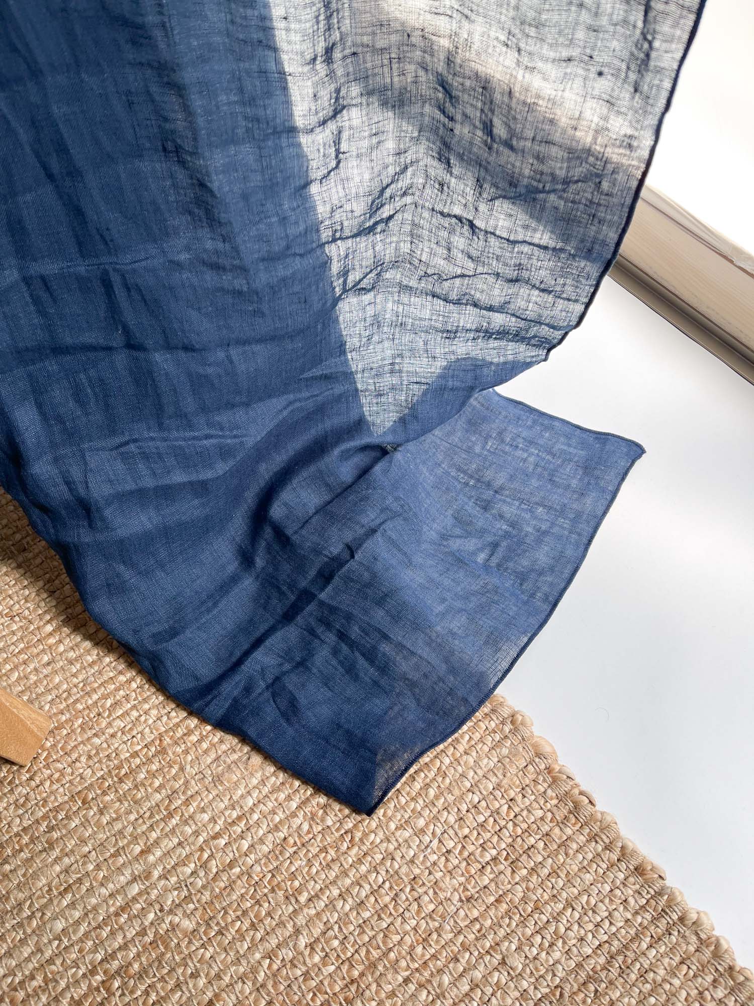 Rideau en gaze de lin lavé - Bleu Marine, 1 pièce