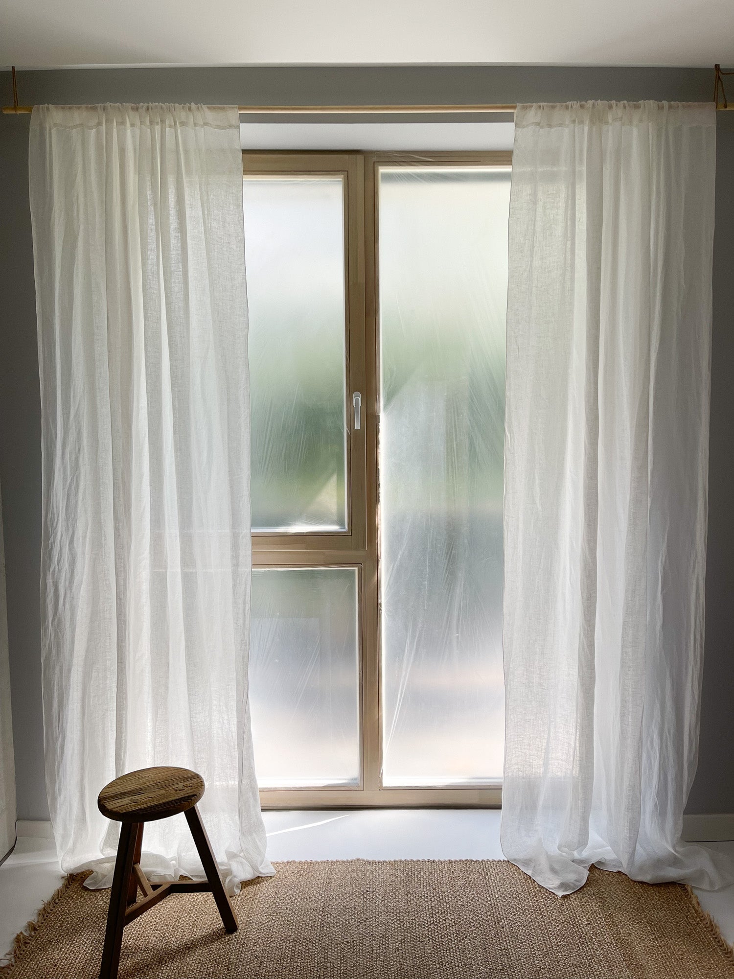 Rideau en gaze de lin lavé - Blanc Cassé, 1 pièce