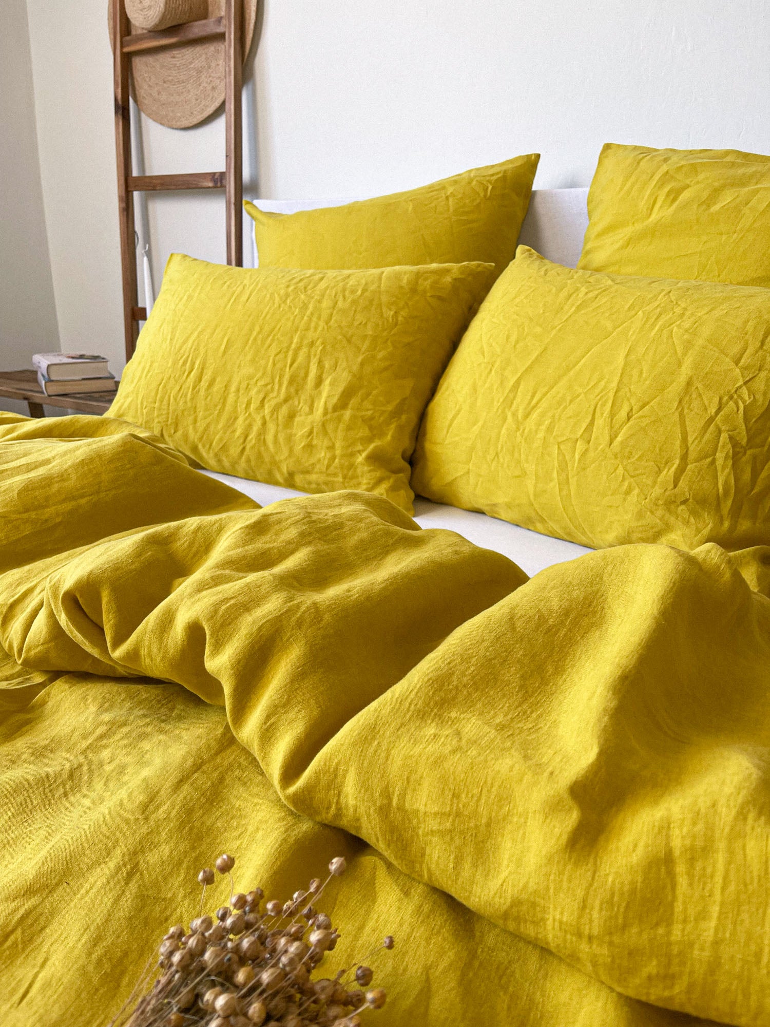 Parure de lit en lin - jaune chartreuse - Linen Notes