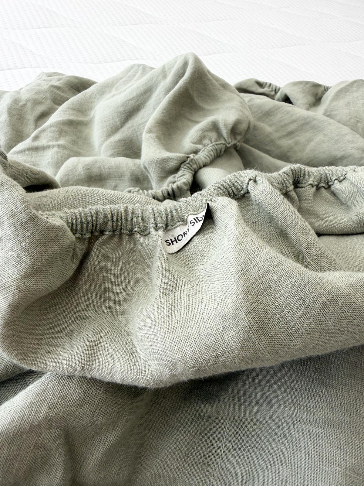 Drap housse en lin - Vert Sauge