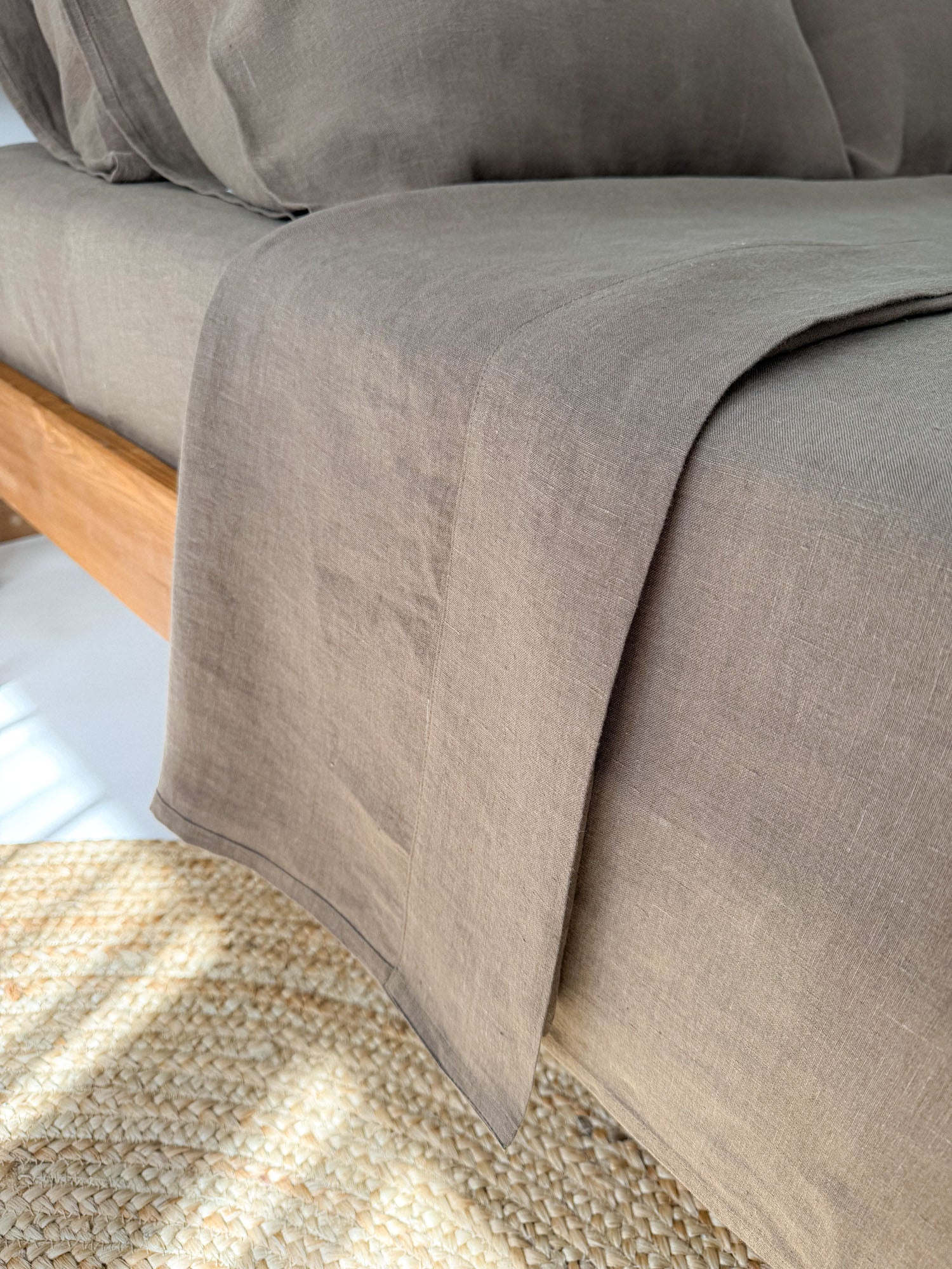 Drap plat en lin - marron