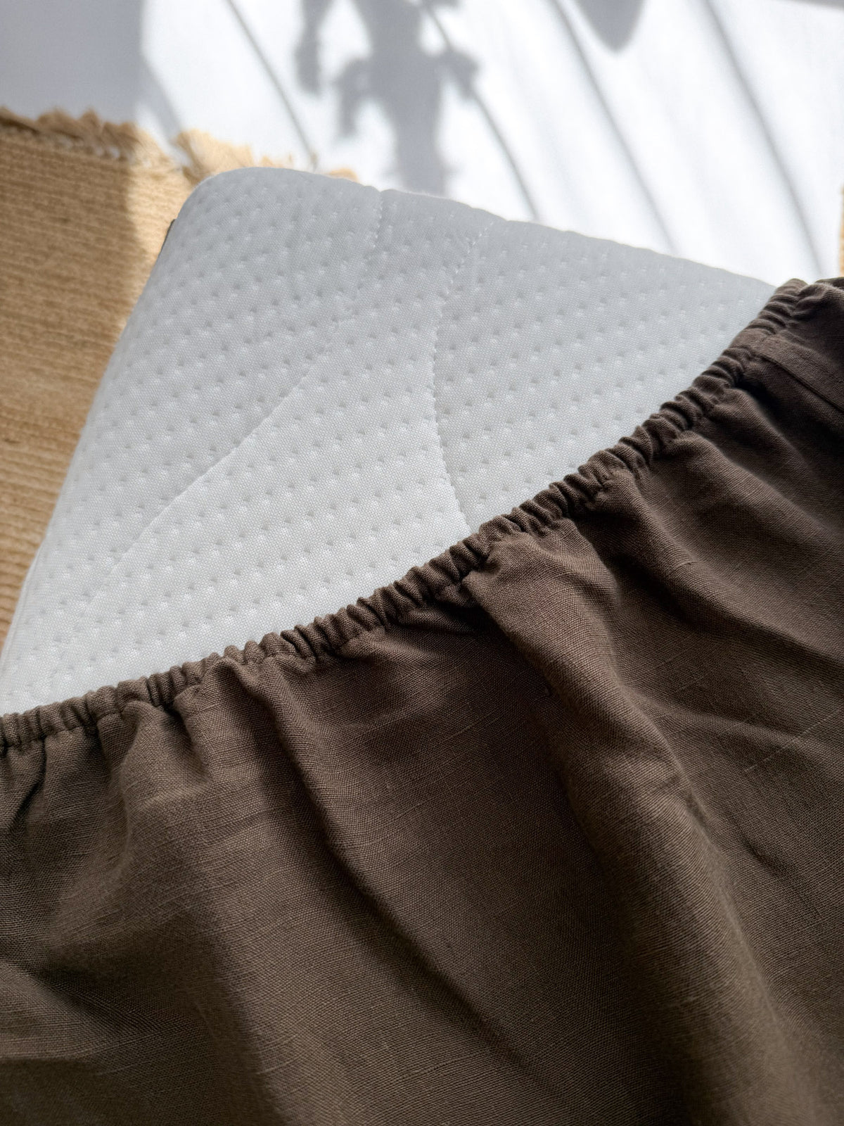 Drap housse en lin - Marron