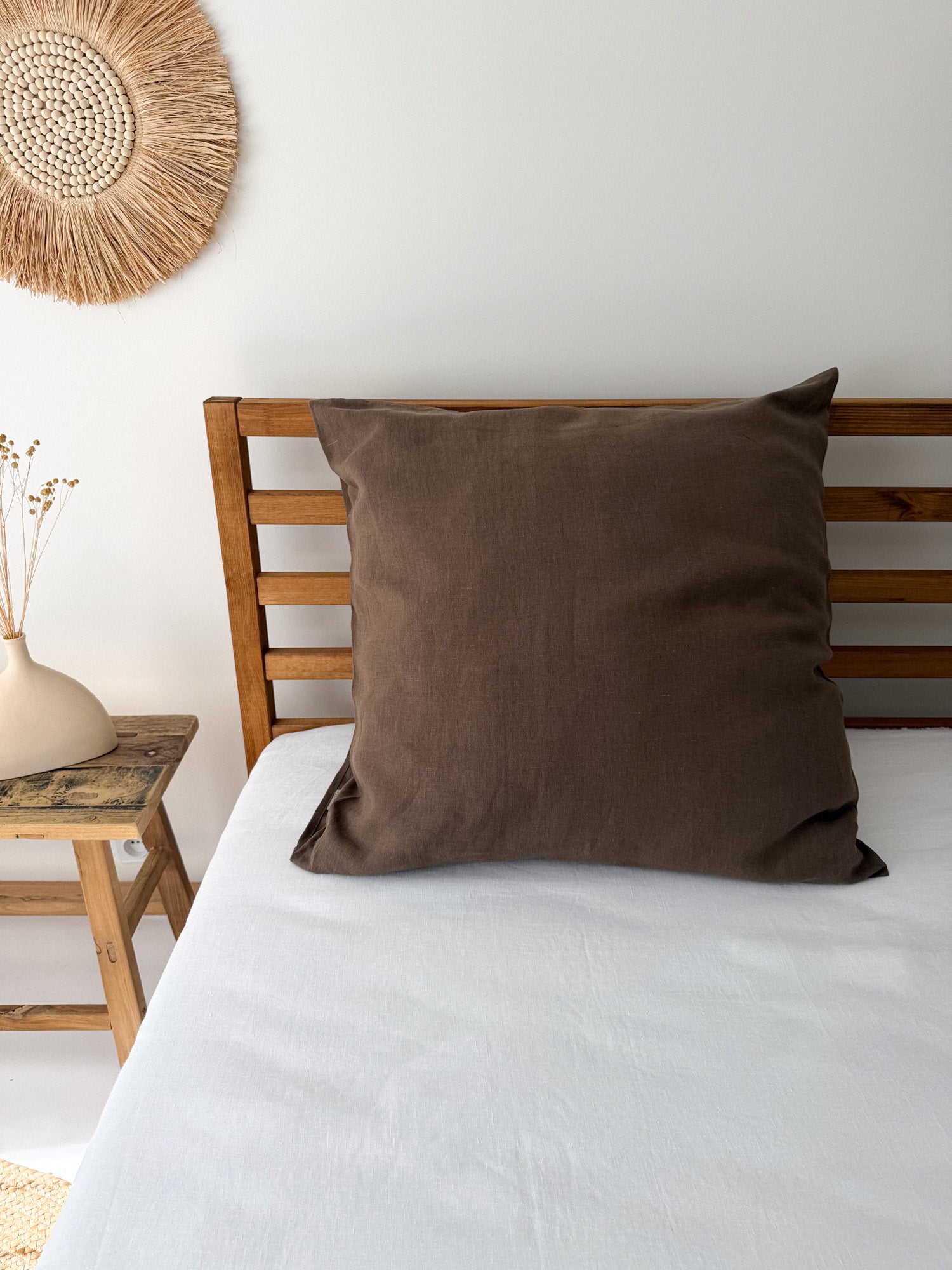 Taie d'oreiller en lin - Marron