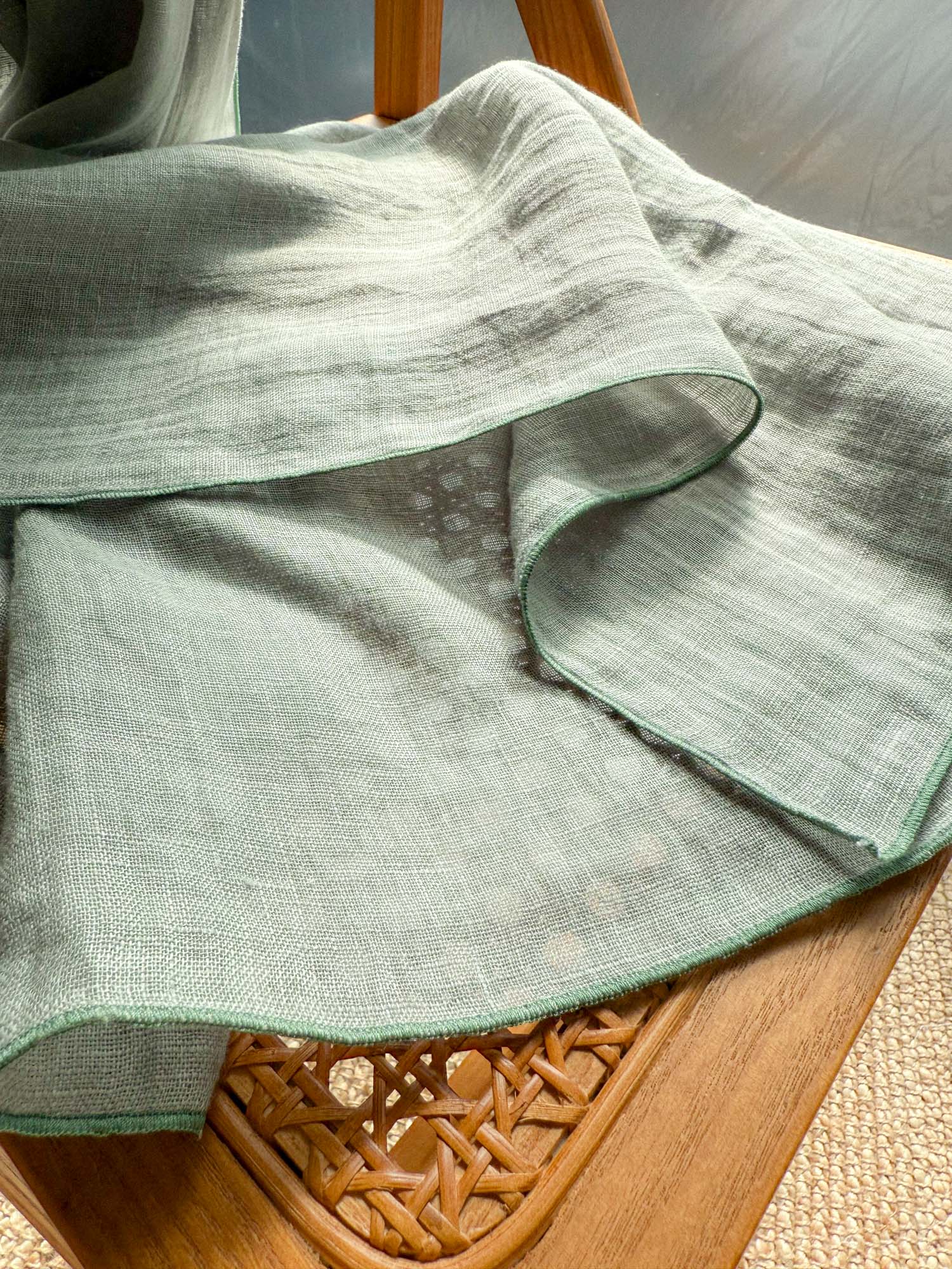 Rideau en gaze de lin lavé - Vert Sauge, 1 pièce
