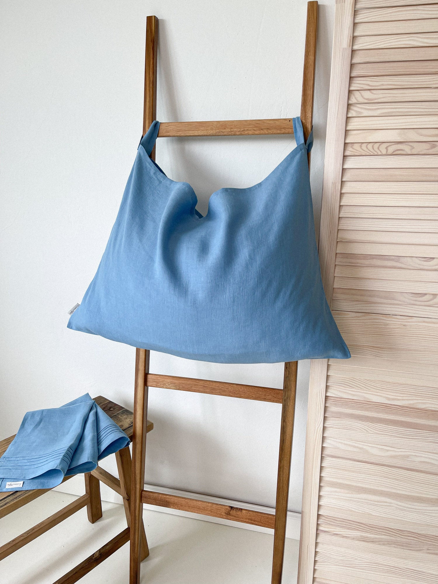 Wäschesack zum Aufhängen aus Leinen - Hellblau - Linen Notes