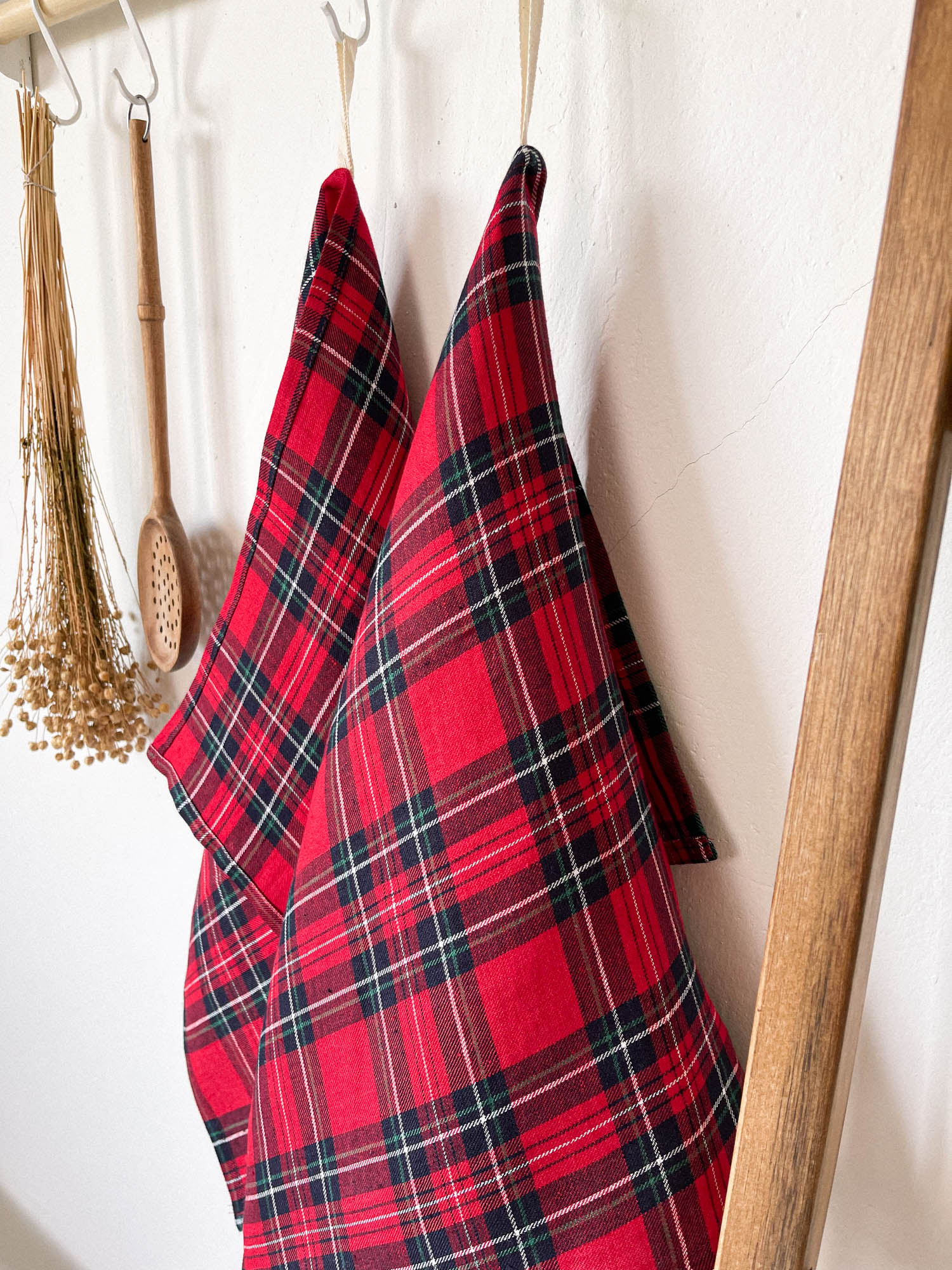 Geschirrtuch aus Leinen - Rot Tartan - Linen Notes