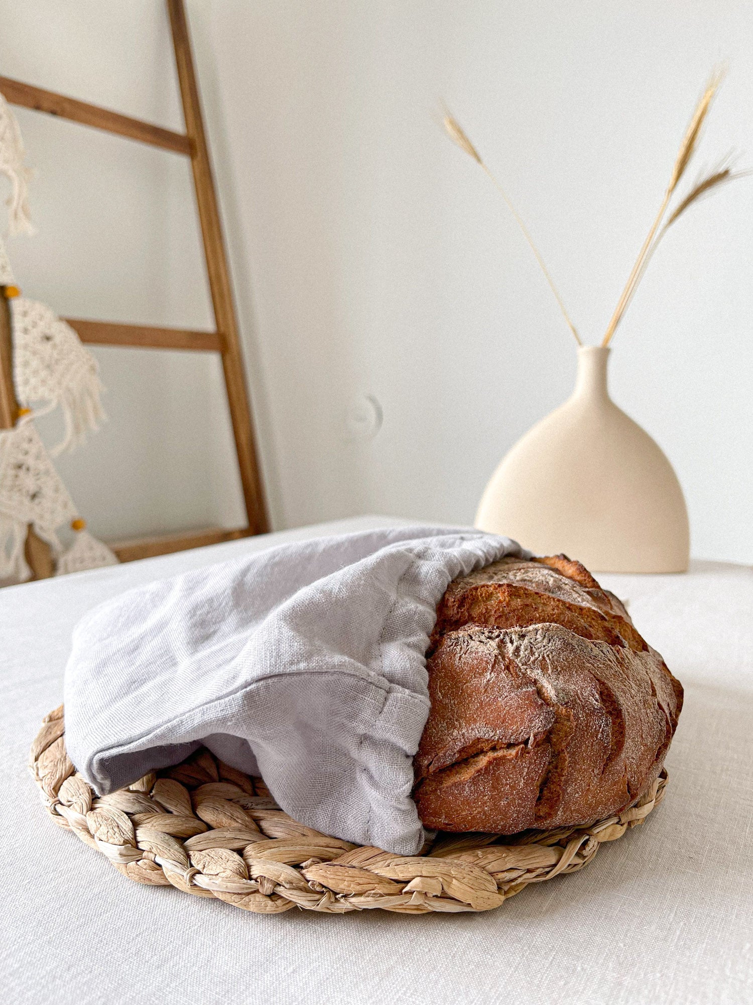 Brotbeutel aus Leinen - Hellgrau - Linen Notes