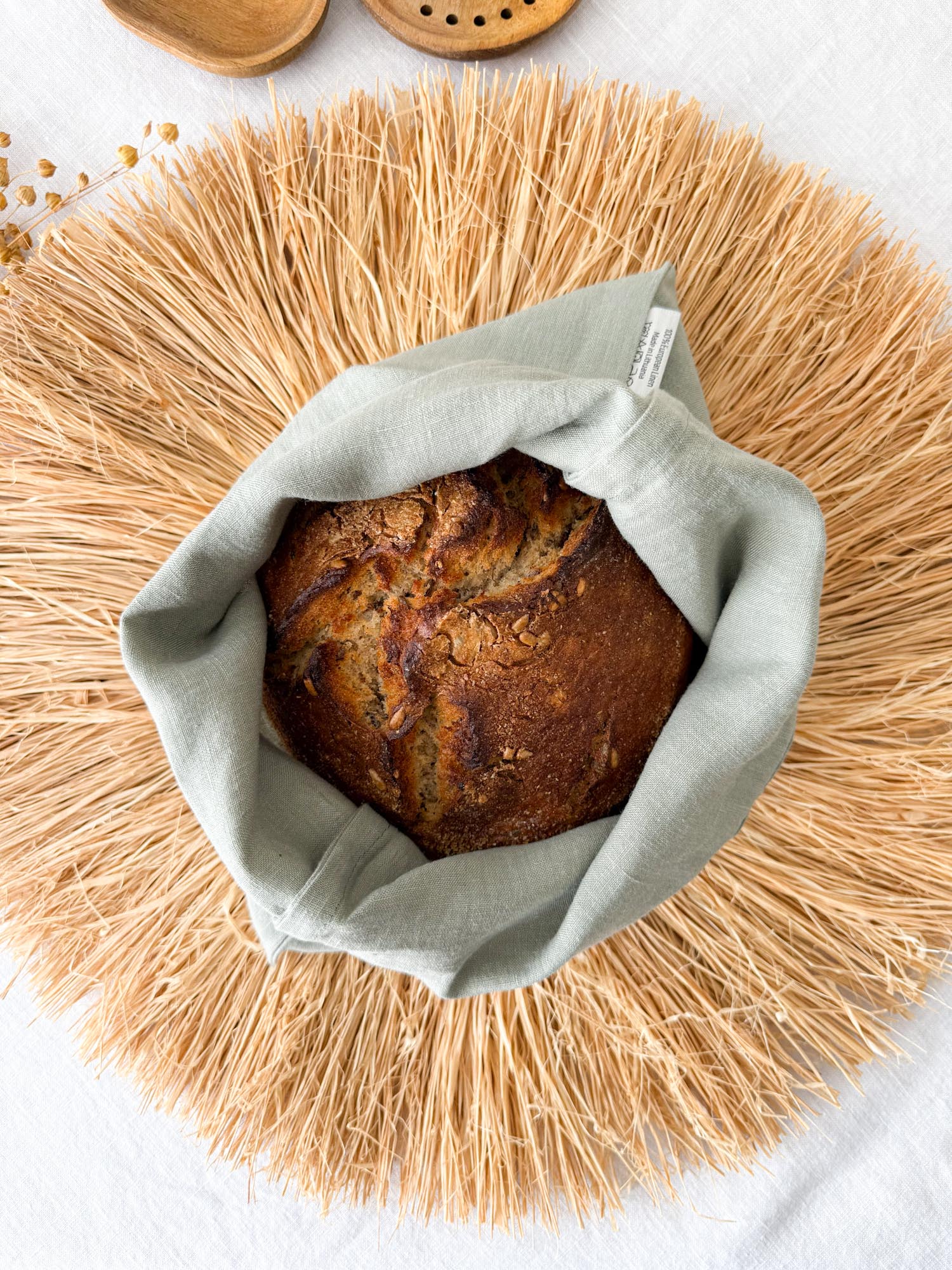 Sac à pain en lin - Vert Sauge