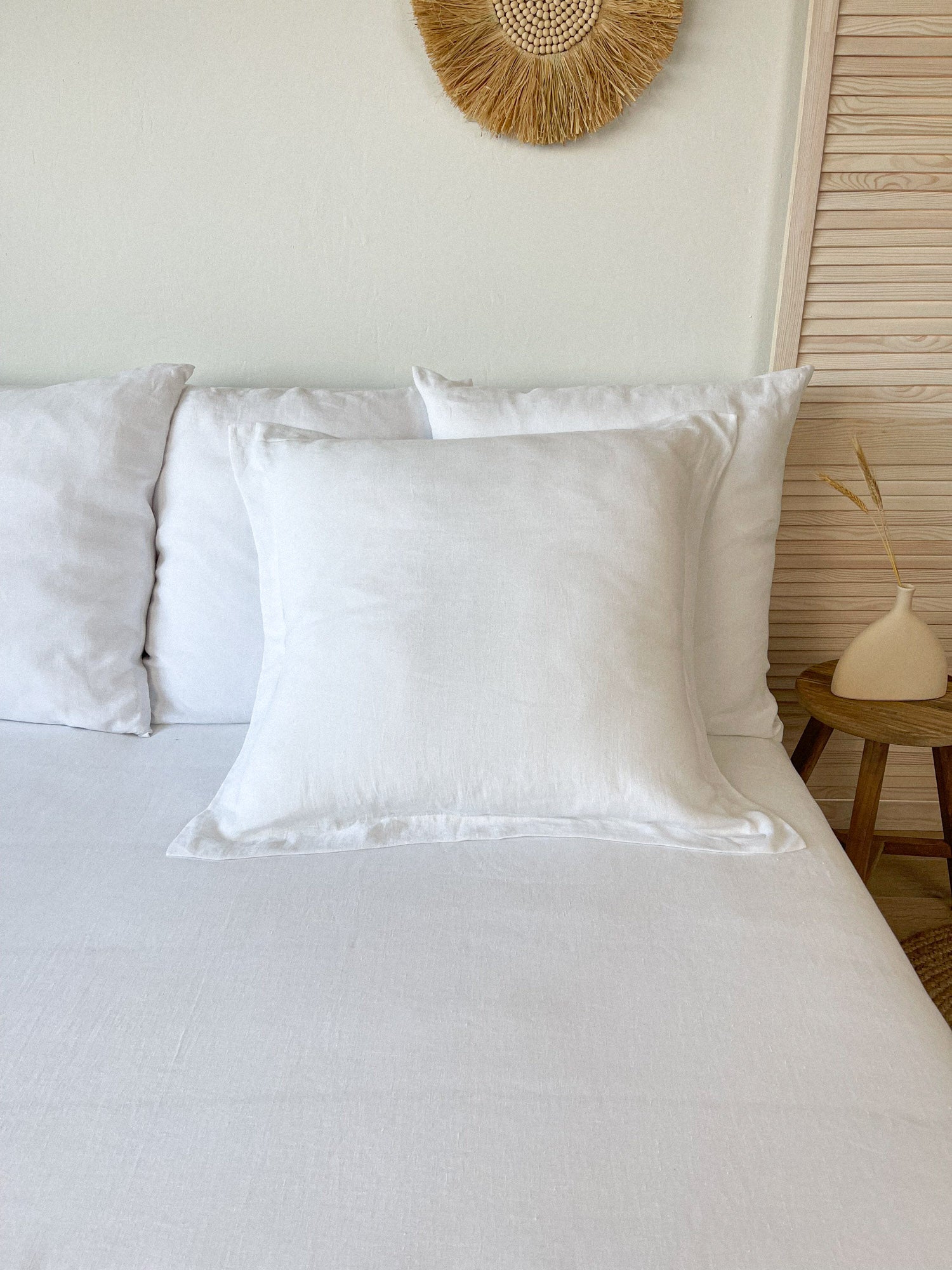 Taie d'oreiller en lin blanc avec bordure - Linen Notes