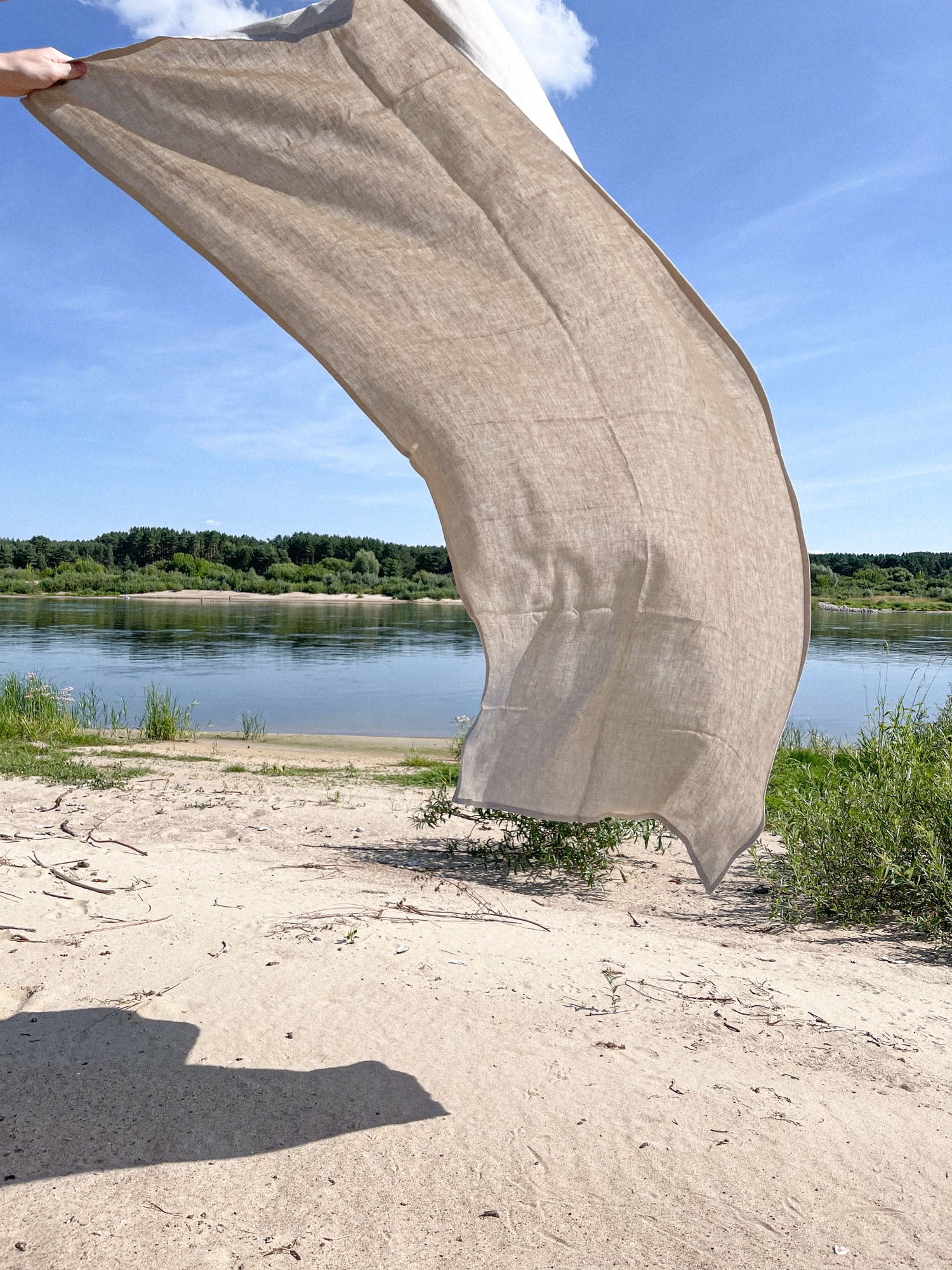 Serviette de plage en lin lavé - beige