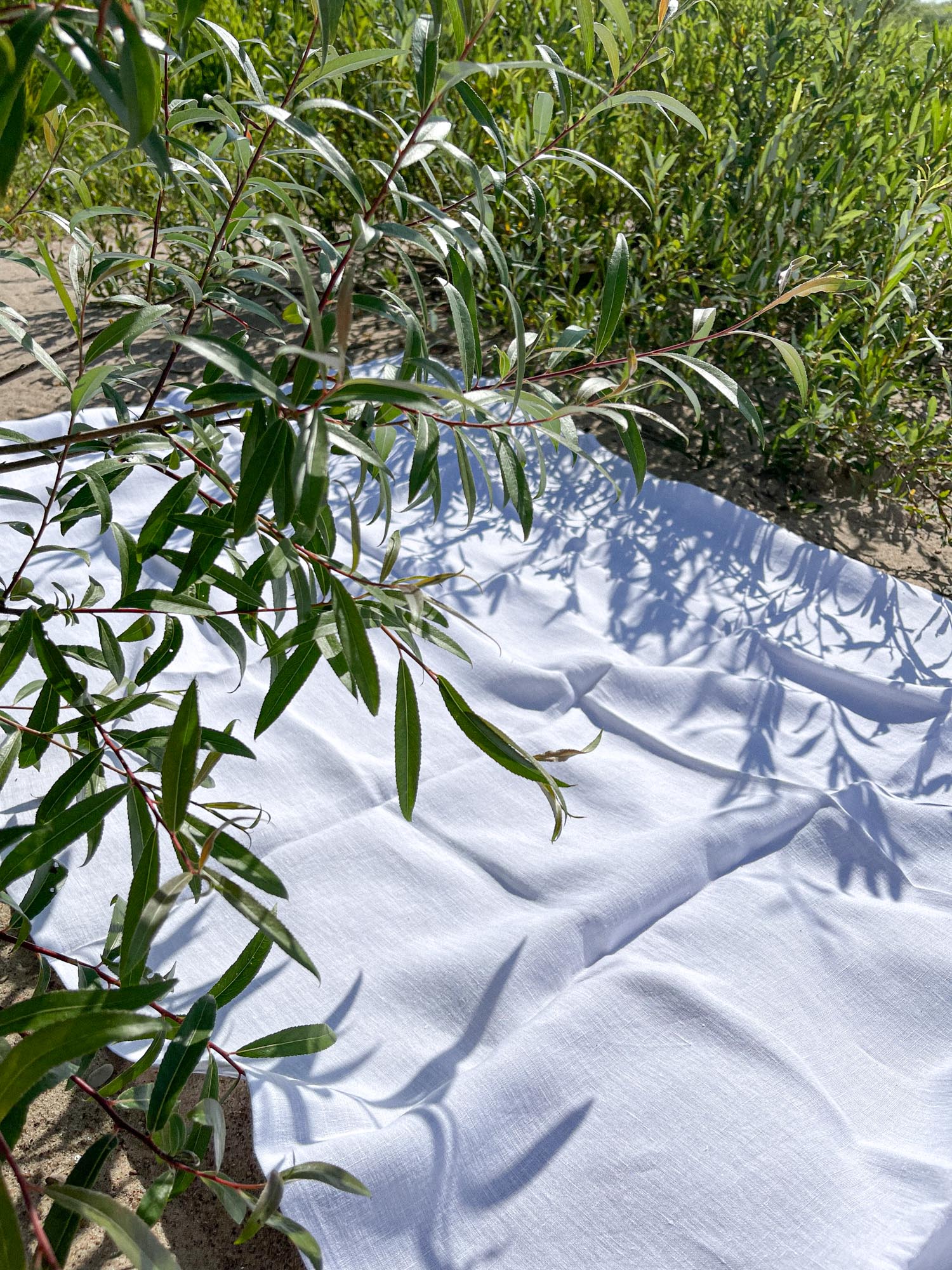 Serviette de plage en lin lavé - blanc